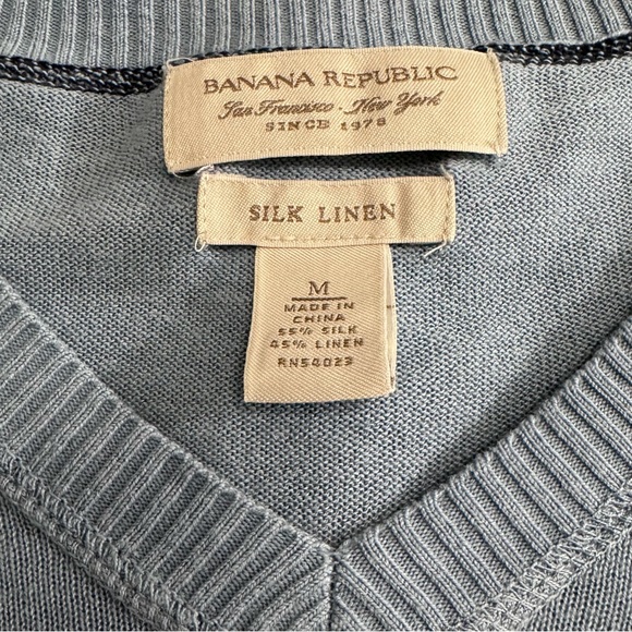 Banana Republic Men’s V-Neck Pullover Silk Linen Sweater Sz Medium - Picture 4 of 11